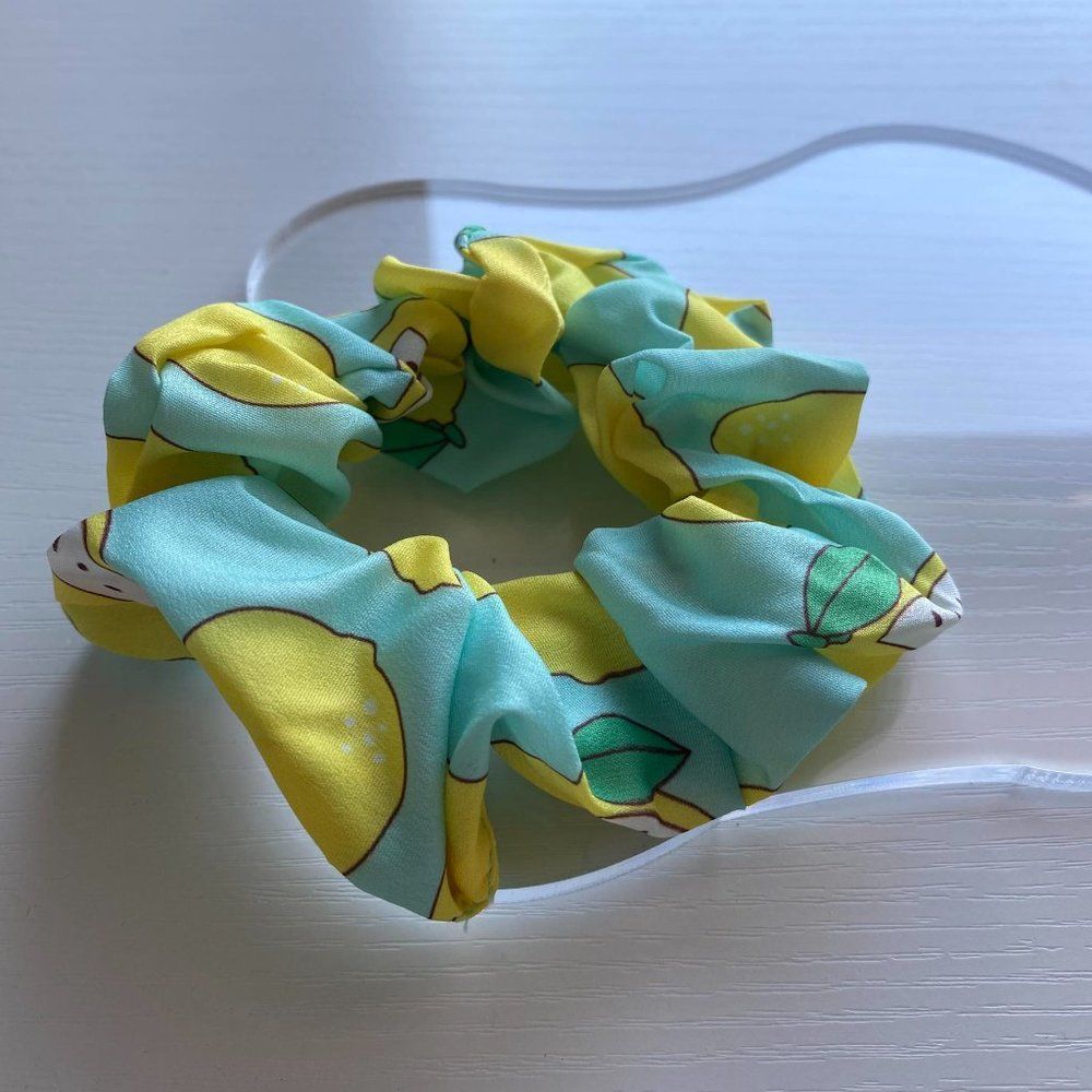 Lemon Turquoise Scrunchie - Picture 2 of 3